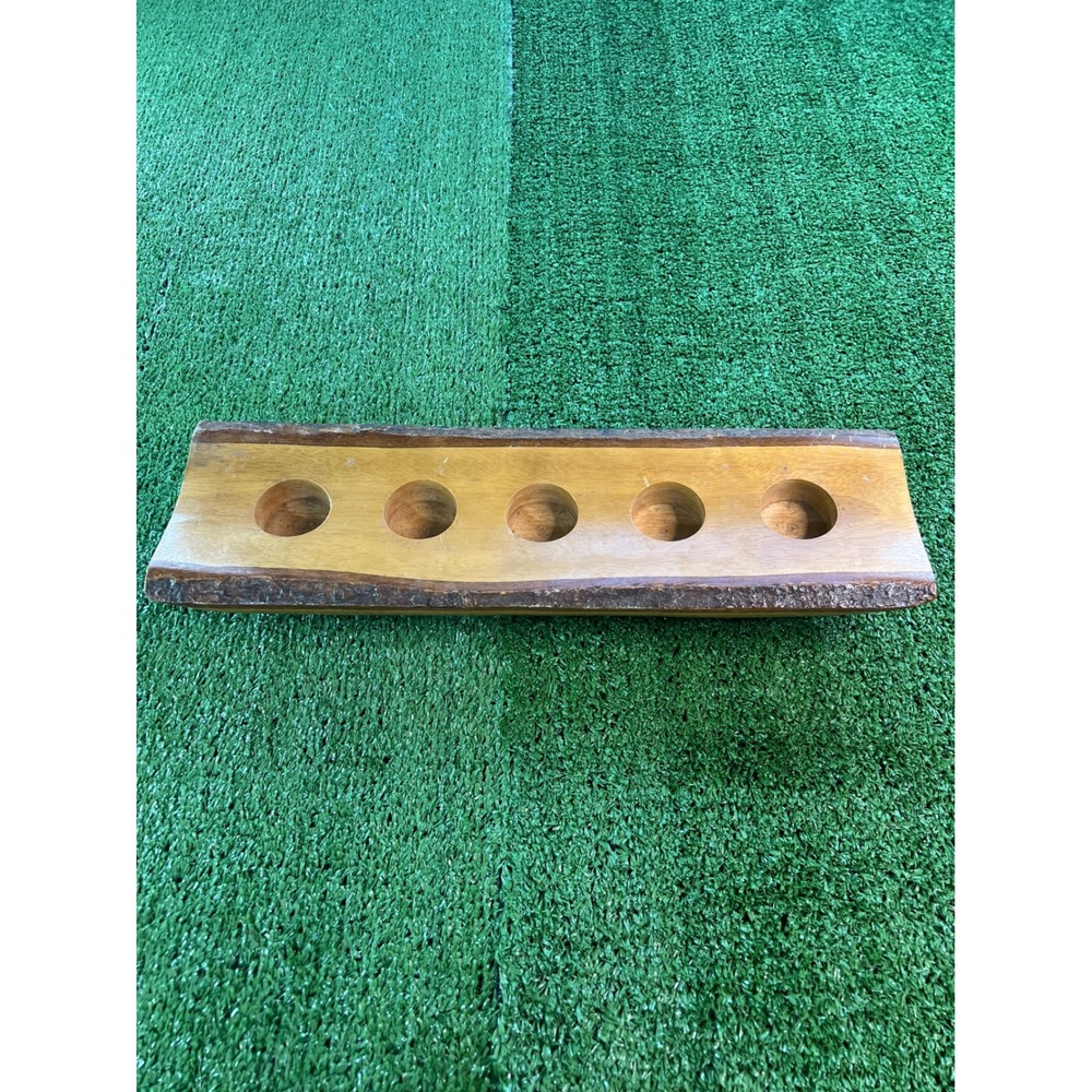 Rustic Wood Slice candle Holder Stand, 5 Hole Natural Bark Edge Decor